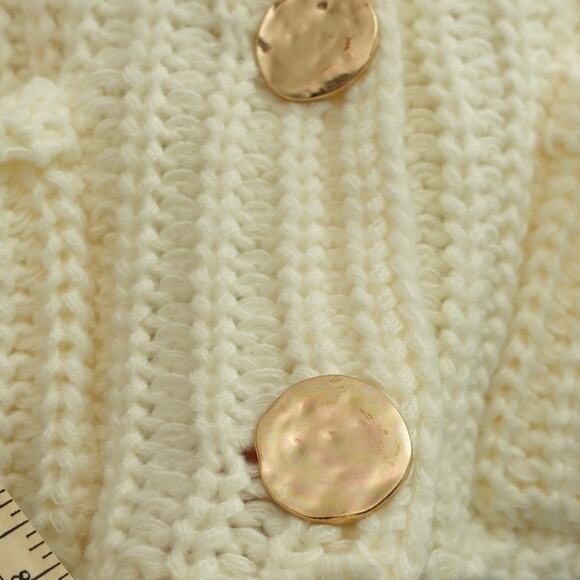 NWT Fashion Womens Open Knit Cropped Cardigan Button Pocket Front Cream Size XS - Picture 3 of 8